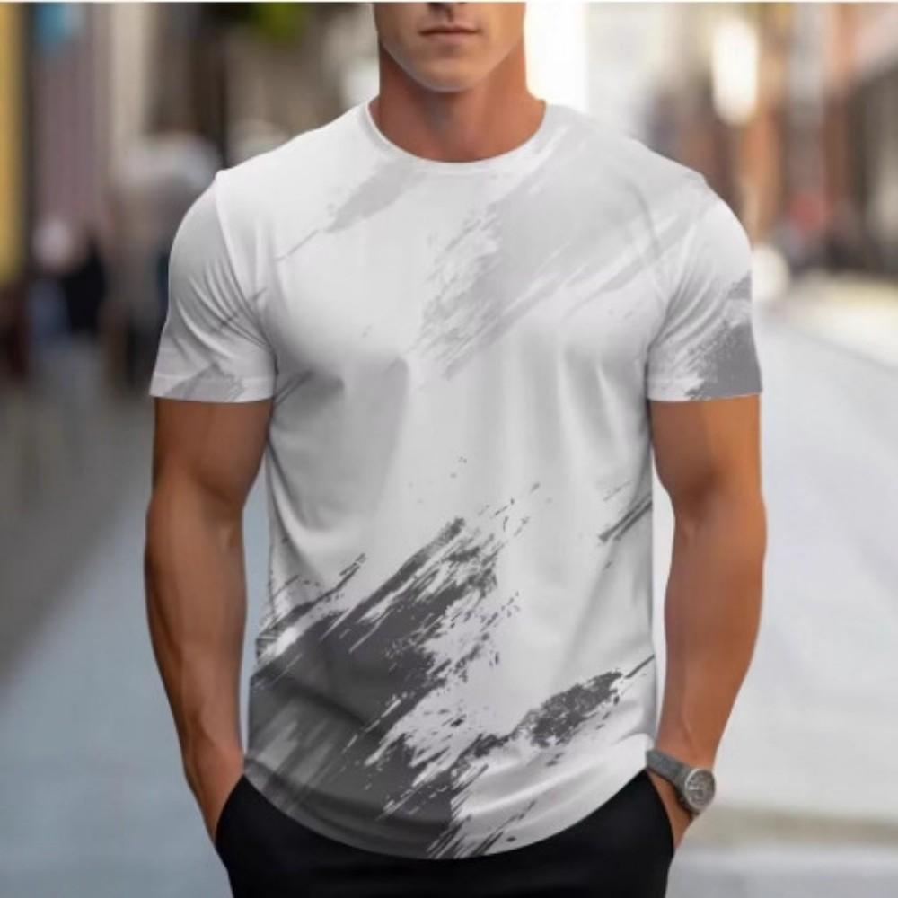 Trendy Abstract Print Polo Shirt, Casual Short Sleeve Top