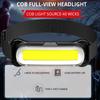 Super Bright COB Fishing Headlamp Portable Work Light Outdoor Searchlight with COB Extra Large Floodlight and Lightweight Design