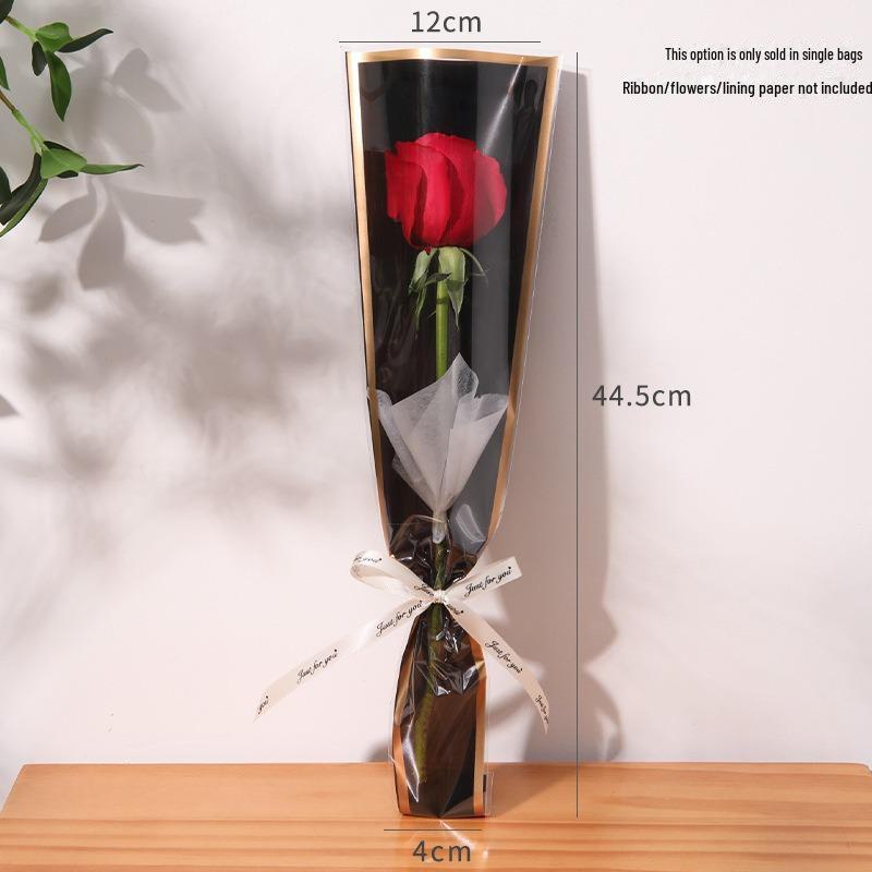 Valentine's Day Transparent Waterproof Flower Bag for Single Bouquet