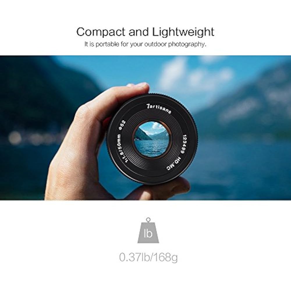 7artisans 50mm F1.8 APS-C manual fixed lens for Sony E-mount mirrorless cameras Sony A6500 A6300 ...