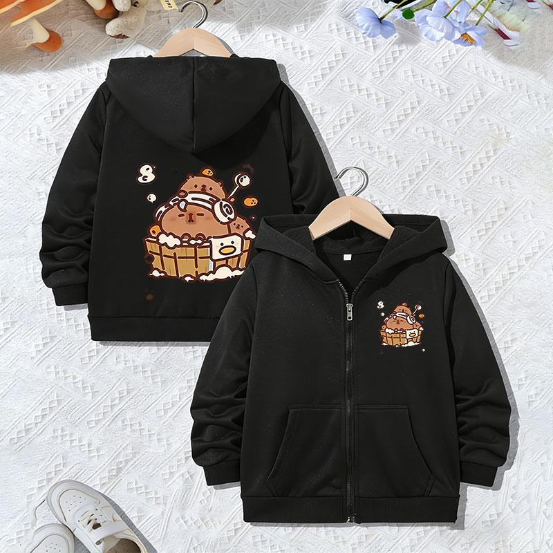 New Hoodie Jacket for Boys Girls Zipper Autumn Trendy Animal Cartoon Sweatshirts Zip Up Clothes