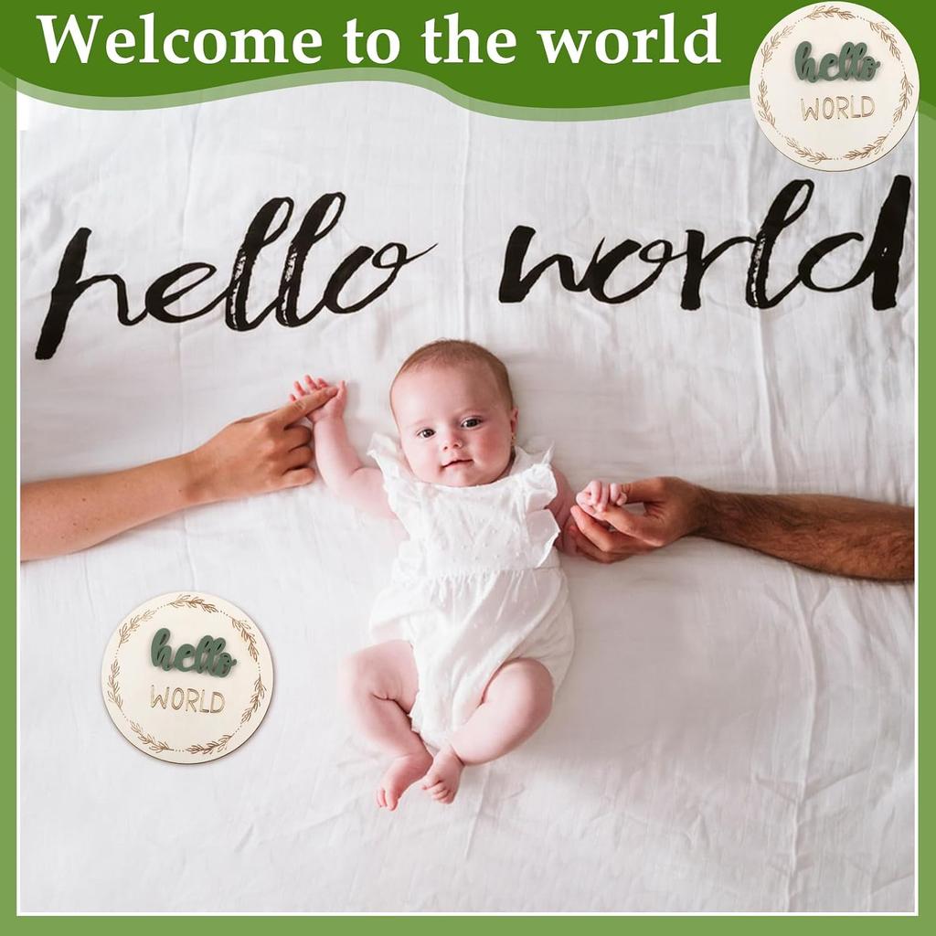 7Pcs Baby Monthly Milestone Cards Sign,Double Sided Baby Milestone Signs Wooden Marker Discs for 1-12 Months Baby Milestone Pictures Baby Shower Gifts