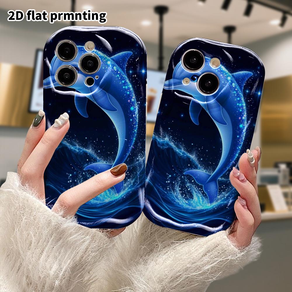 Phone Case: 2D flat, suitable for iPhone 18 17 16 15 14 13 12 Pro protective case, phone decoration, starlight dolphin, Halloween and Christmas gifts
