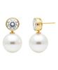 Серебряные серьги Alleun 925 пробы с кубическим цирконием Swarovski и жемчугом Крупные