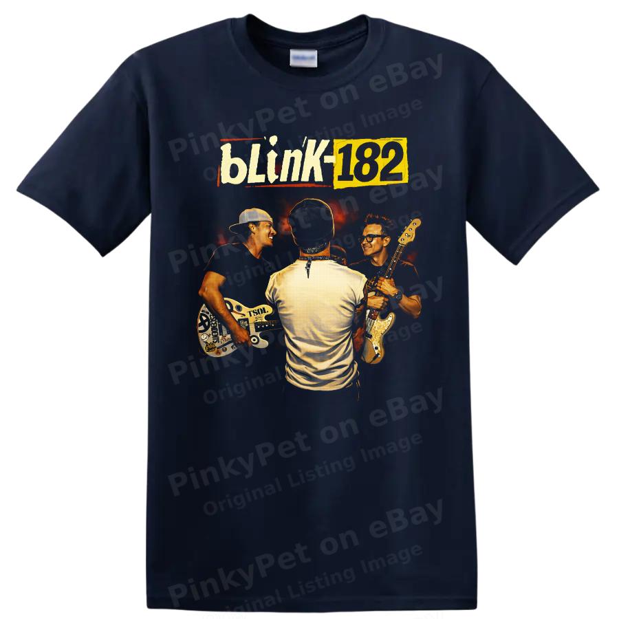 Blink 182 Band T Shirt w/ Guitar Players Retro Rock Concert Graphic Art Tee