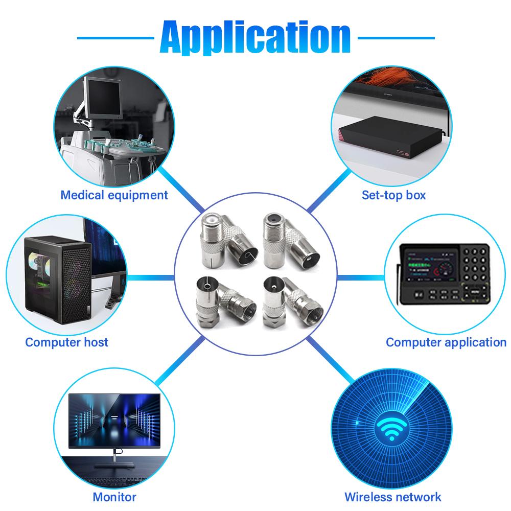 5 шт. F к ТВ Штекер/Гнездо Прямой РЧ Адаптер Разъем Коаксиальный Провод Клемма Никелированный Для Удлинителя ТВ-Антенны