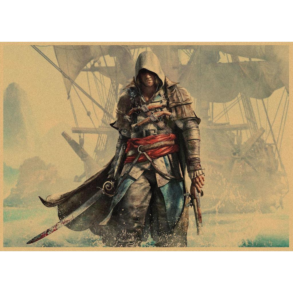 Assassin's Creed Ретро Крафт Бумага Настенный Постер Фреска 250