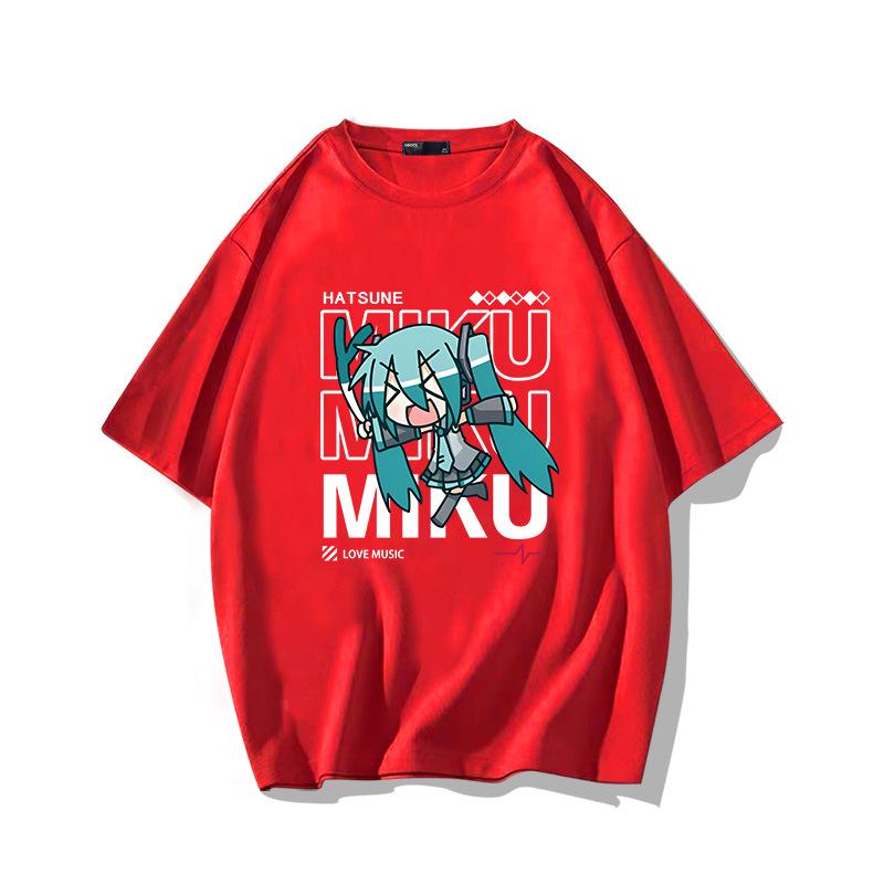 Мужская свободная хлопковая футболка с коротким рукавом для подростков Diva Miku Hatsune