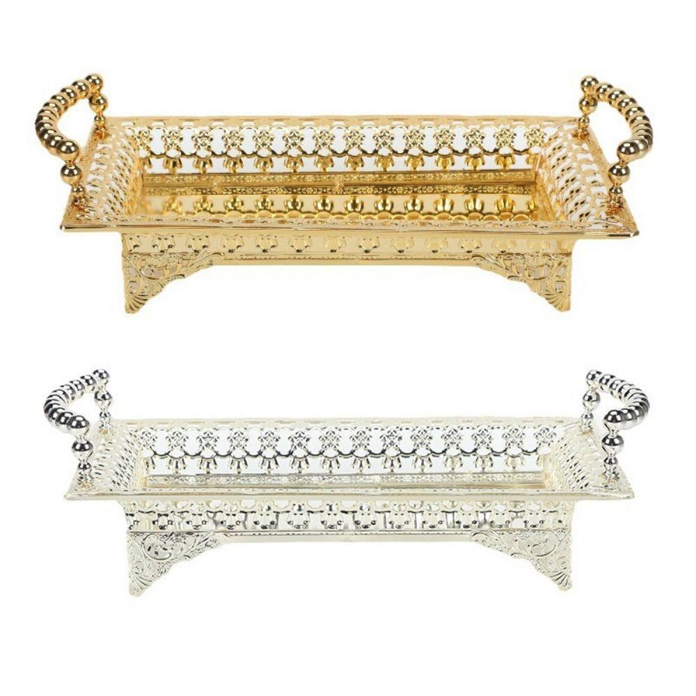 Полый художественный металлический поднос для фруктов, железный поднос для хранения закусок, европейский стиль, тарелка для послеобеденного чая KTV