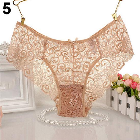 Women's Sexy Sheer Floral Lace Mid Rise Thong Panties Briefs Erotic Underwear Plus Size