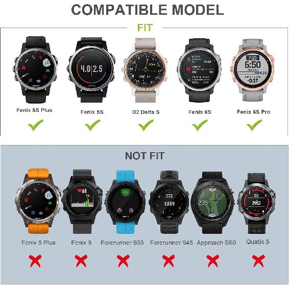 NotoCity Compatible with Fenix 6S Pro watchbans for Fenix 6S/Fenix 7S/Fenix 5S / 5S Plus/D2 Delta S Smartwatch (White-black)