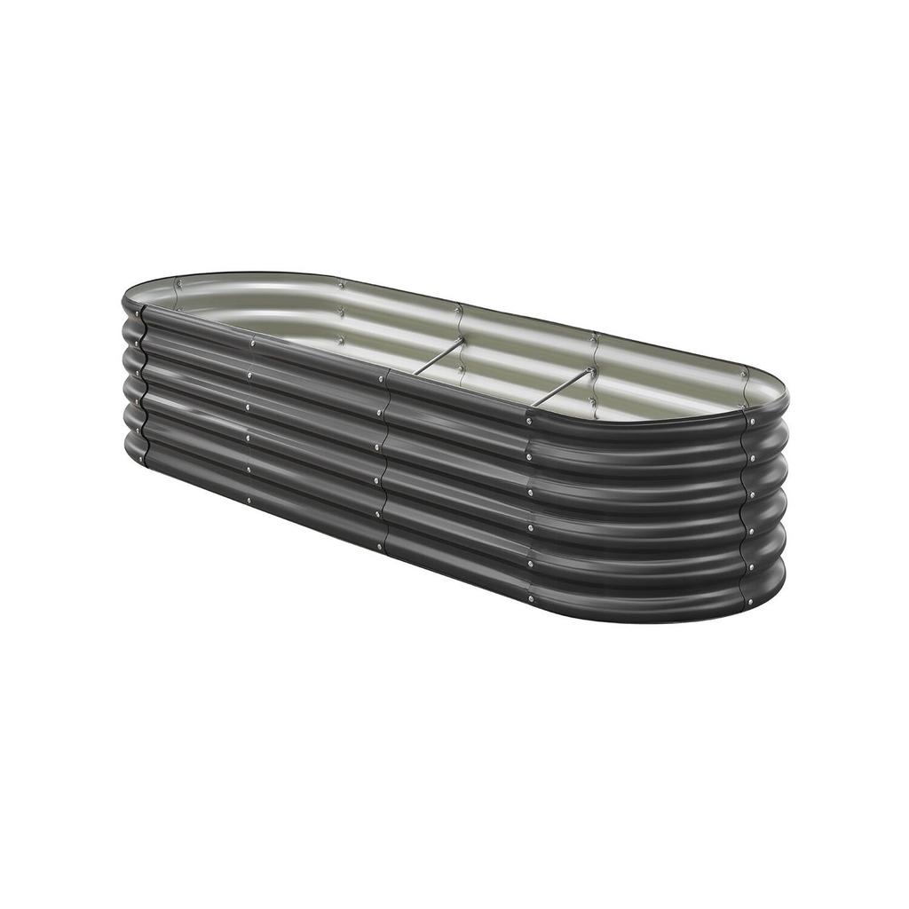 Metal Raised Garden Bed, 2.0 x 0.6 x 0.4 m Oval Outdoor Galvalume Planter Garden Box, Open Bottom Design, Large Planter Raised Bed for Growing