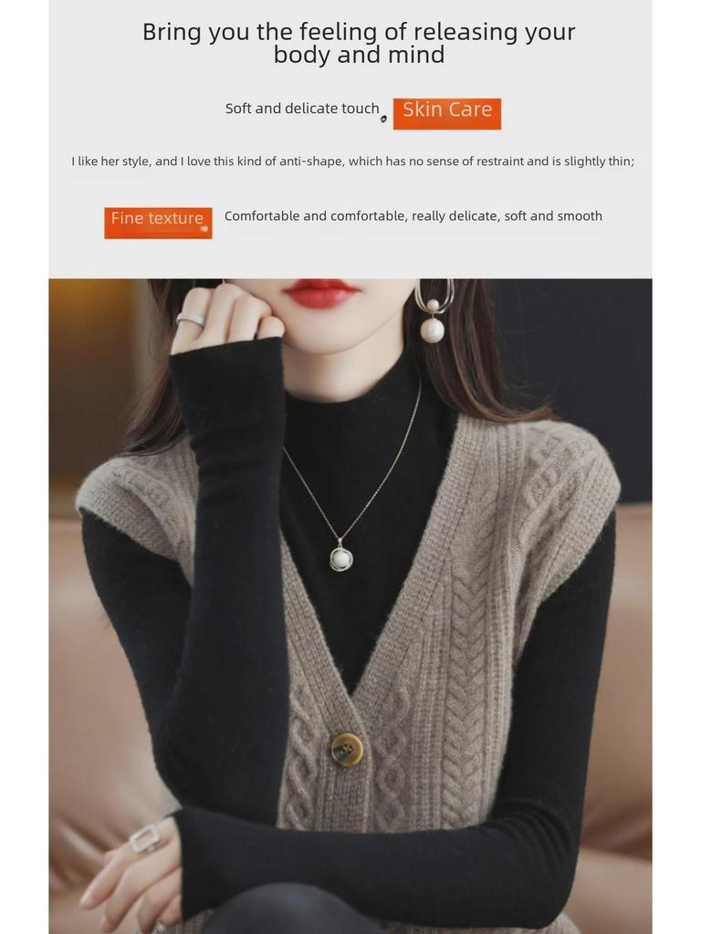 Весна/Осень 2024 Женский кардиган с V-образным вырезом, перекрученный трикотажный жилет, свитер, жилет