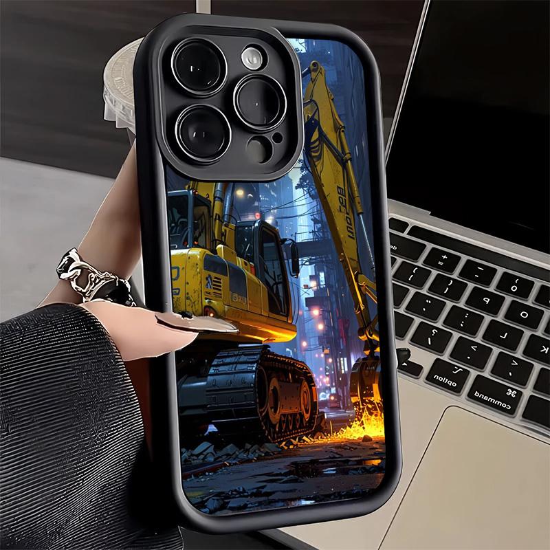 Чехол для телефона iPhone 17 Air 16E 15 16 Pro Max Строительная техника Крутой чехол 14 Plus 13 12 Mini Мягкий силиконовый Fundas