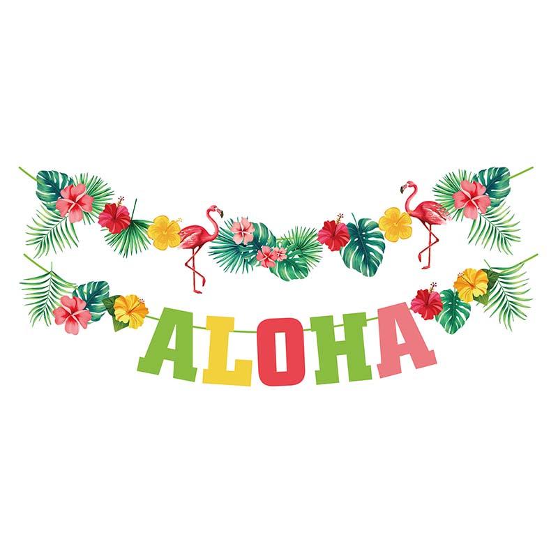 Украшения для гавайской вечеринки, гавайские пальмовые листья, баннер, гирлянда, луау, алоха, фламинго, летняя тропическая вечеринка, день рождения, свадьба, декор
