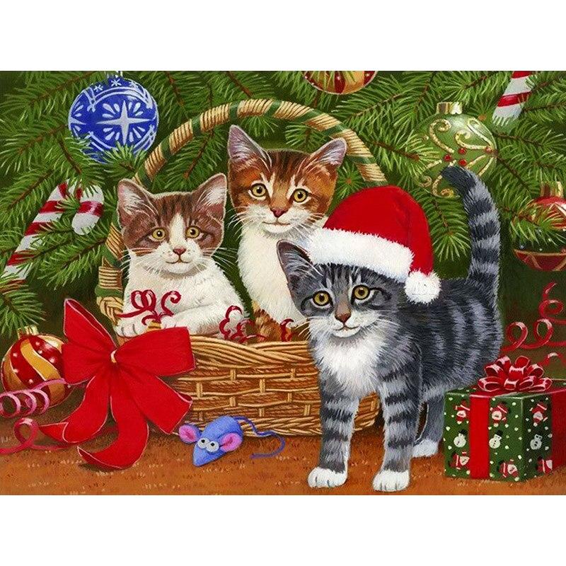 5D DIY Diamond Painting Cute Cat Diamond Embroidery Animal Flowers Cross Stitch Full Square Round Drill Home Decor Manual Gift