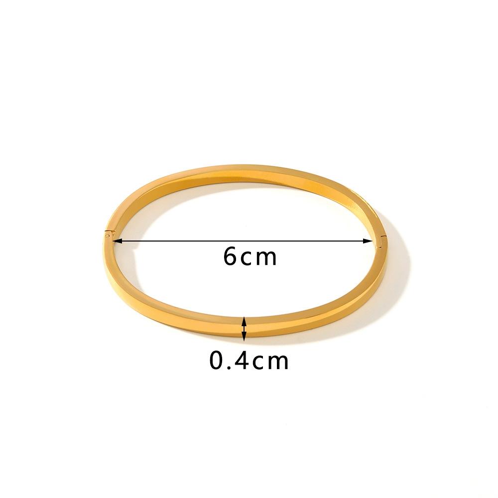Htpwe Stainless Steel Glossy Solid Buckle Bracelet For Women 18k Gold Couple Holiday Gift Bracelet Party Daily Zircon