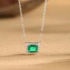 Серебряное ожерелье S925 с ретро-подвеской и имитацией изумруда