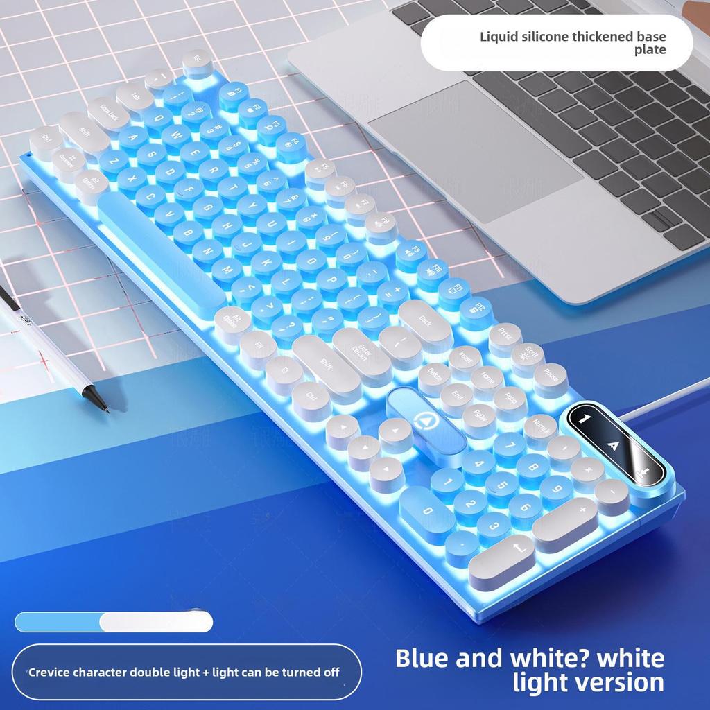 Проводная игровая клавиатура K600 с серебристой резьбой и колпачками в стиле панк