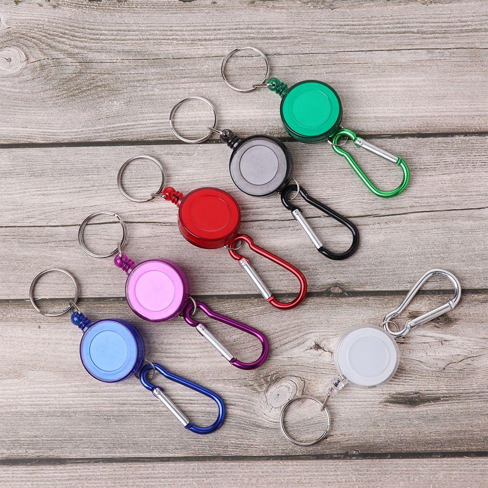 Carabiner Safety Coil Badge Retractable Key Chain ID Card Holder Keychain Pendant Fishing Key Ring