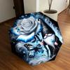 Blue Rose Butterfly Gnome: Automatic Opening Folding Umbrella with 8-Bone Iron Frame - Perfect for Fans, Travelers, Daily Use, and Festive G