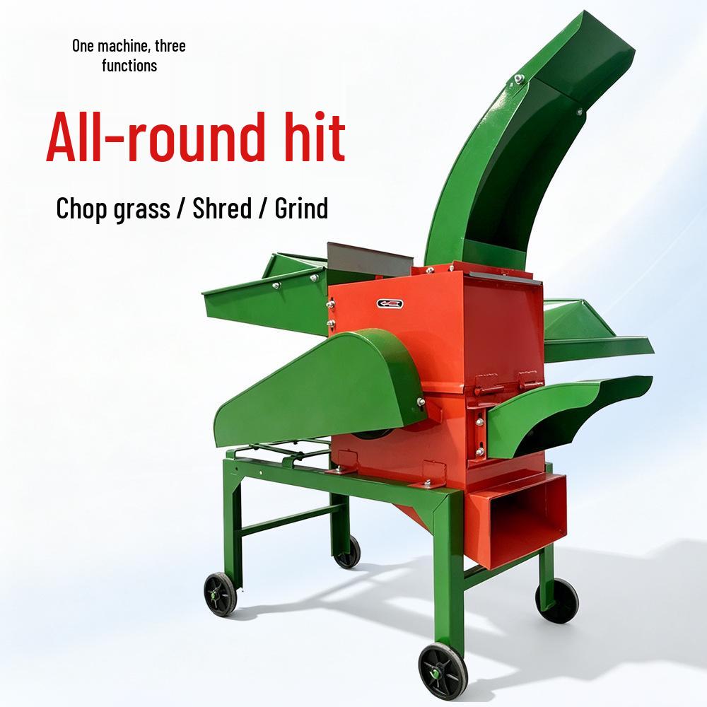 Multi-Functional Straw Crusher: Wet/Dry Livestock Cutter & Shredder with Automatic Feeding