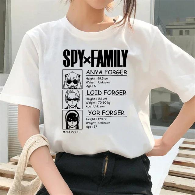 Spy X Family Periphery Cartoon Funny Printed Unisexs Tshirt Lovers Loose Kawaii Tshirt Y2K Round Neck Fashion Tshirt