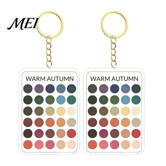 Makeup Color Guide 2Pcs Palette Keychain Pendant, Clear Acrylic Season Analysis Swatches Spring Summer Fall Winter Colors Keychain, Card, Gifts
