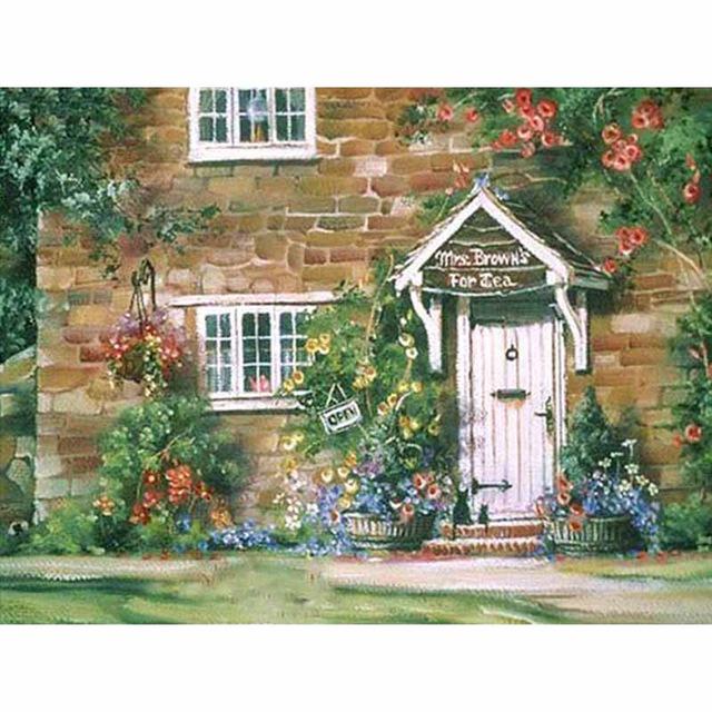 DIY 5D Алмазная картина Дом Полный круглый Алмазная вышивка Мозаика Крест Стежок Горный хрусталь