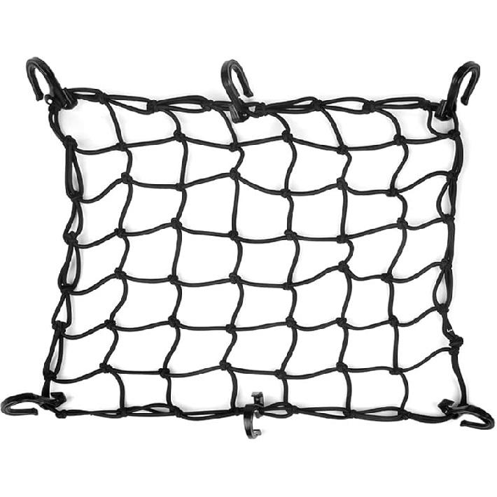 15"X15" Motorcycle Cargo Net Stretches To 30"X30" With 6 Hooks 2''X2'' Mesh For Motorcycle Motorbike Bikes