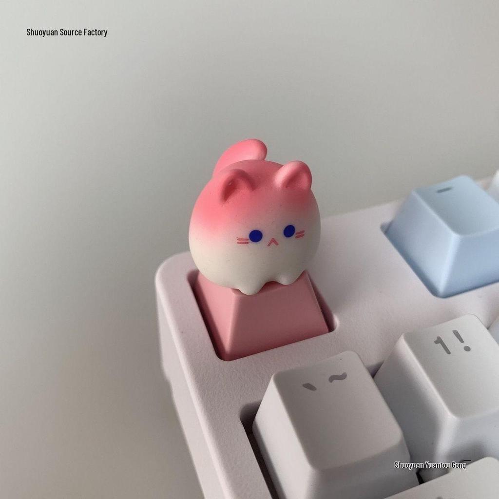 Очаровательные Креативные 3D Колпачки Клавиш Кошка для Девочек - Розовый Мультяшный Дизайн Животного