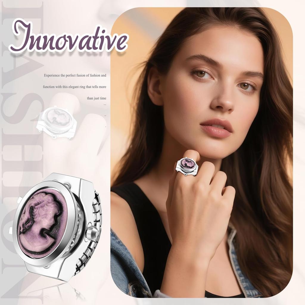 JEWELRYWE Женские кольцо-часы Простое Стильное Нержавеющая сталь Кольцо на палец Свободный размер Кварц Модный аксессуар - Подарок на День Рождения Рождество День Святого Валентина