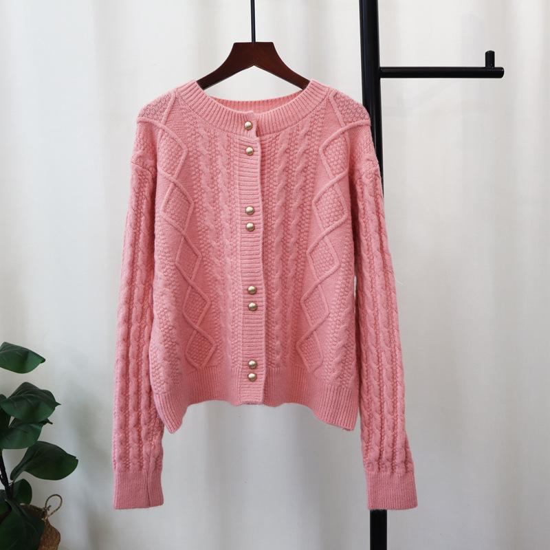 Ретро твист нежный ветер вязаный кардиган осень и зима новый дизайн чувство свободный мягкий восковой свитер куртка женская