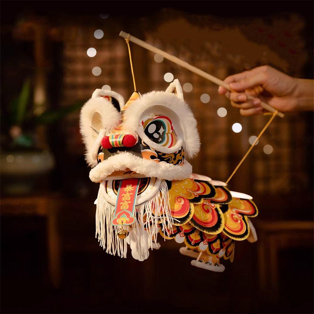 2026 New Year Lion Dance Lantern Waterproof Ancient Handmade Lantern with Tassel DIY Material Package New Year Lantern