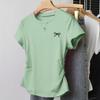 Korean Version Summer T-shirt Slim Fit Plus Size Waist Cinching Top New Shoulder Short Sleeved Slimming Effect Versatile Chubby