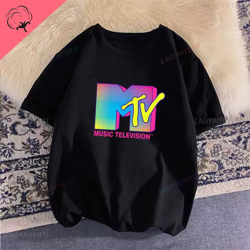 Футболка с графическим логотипом MTV Винтаж Y2K Уличная одежда Хлопковая футболка Унисекс XS-XXXL
