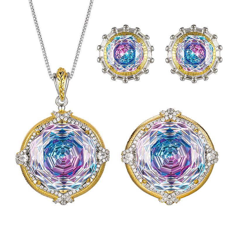 Ювелирные изделия Медное основание Позолоченное Огранка «Миллениум» Плавное изменение цвета Темперамент Легкая роскошь Комплект Основной камень 18-10М