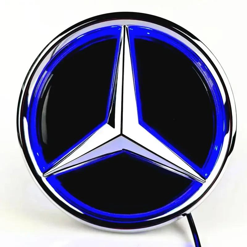 Для автомобиля Mercedes Benz Передняя решетка Логотип Свет Светодиодный значок Наклейка Светящаяся Декоративная подсветка Для Mercedes Benz A B C GLK GLE W205 W2