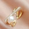 Simple and Fashionable Commuter Style Ring Women's Pearl Inlaid Zircon Ring Open Ring Fashion Temperament Niche