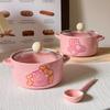 Ins ветер девочка сердце керамическая миска для лапши быстрого приготовления специальная миска с крышкой студенческое общежитие миска для рисовой лапши с улитками двусторонняя суповая миска для риса
