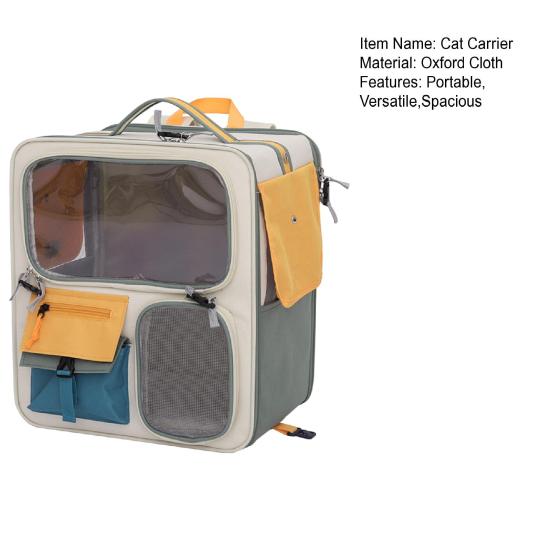Yousheng Large Cat Carrier Portable Feeding Window Pet Traveling Carrier Breathable Cat Backpack Carrier with Snack Pockets Cat Nest Carrying Bag