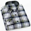New Pure Cotton Brushed Men Casual Plaid Shirts Long Sleeve Soft Autumn Checked Design Business Male Tops with Pocket