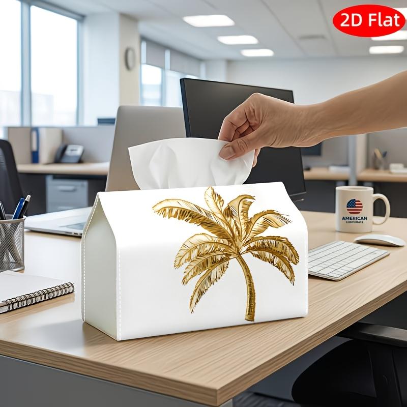 1pc 2D Flat Tissue Box, Printed on Both Sides, Stylish and Functional Fabric Holder with Minimalist Botanical Design, Soft Green Floral Patterns, Prac