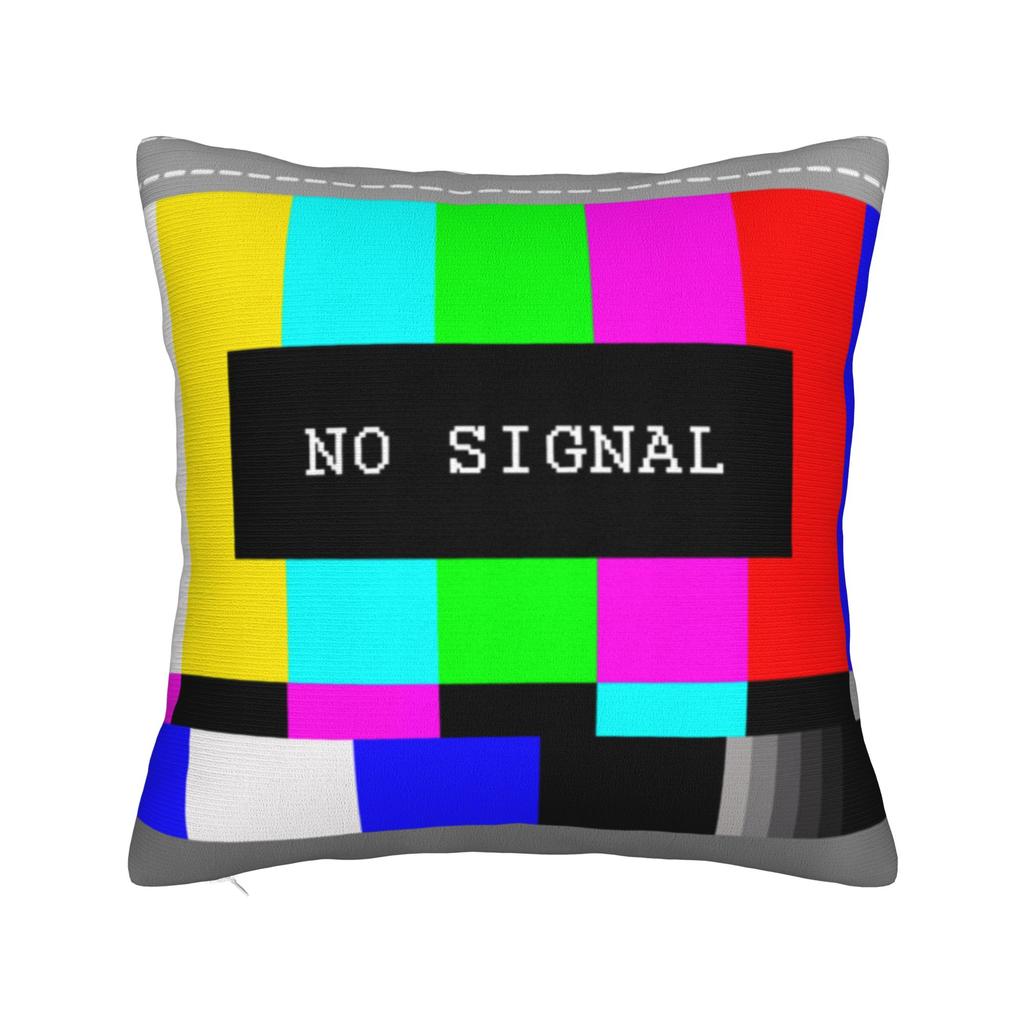 Vintage No Signal Tests TV Logo Pillowcase Printing Polyester Cushion Cover Decorative Retro Colour PAL Pillow Case Cover Square