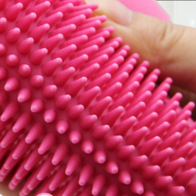 Rubber Dog Bath Massage Brush Fur Grooming Comb Pet Cleaning with Adjustable Belt Antislip Silicone Washing Glove Hair