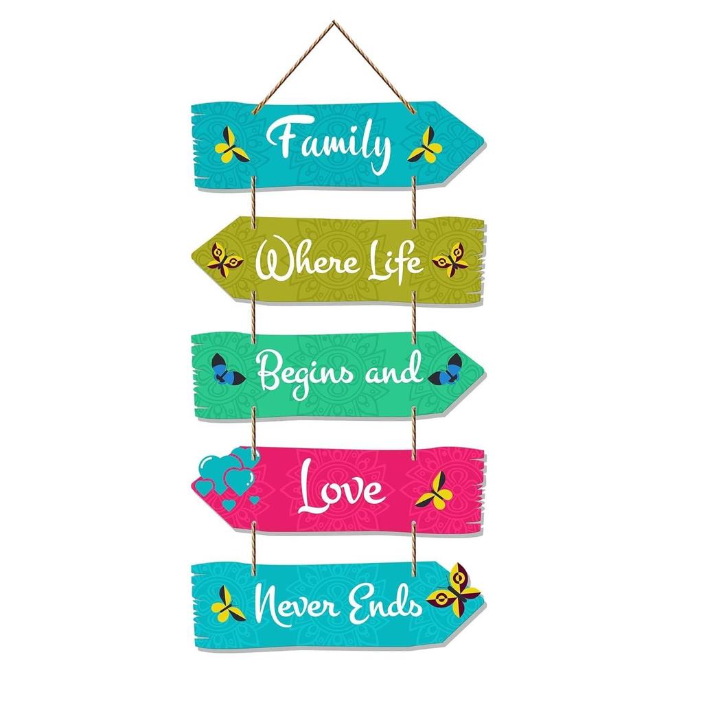 Family Quotes Decorative Wood Hangers for Living Room | Bedroom | Gifts | Art Pieces for Home Decor | Set of 5