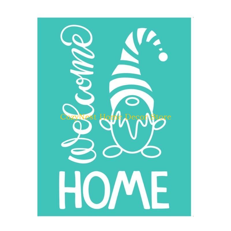 92MF Самоклеящийся трафарет для шелкографии Рождественский гном Многоразовый сетчатый трафарет для переноса Моющийся для DIY живописи Шелк