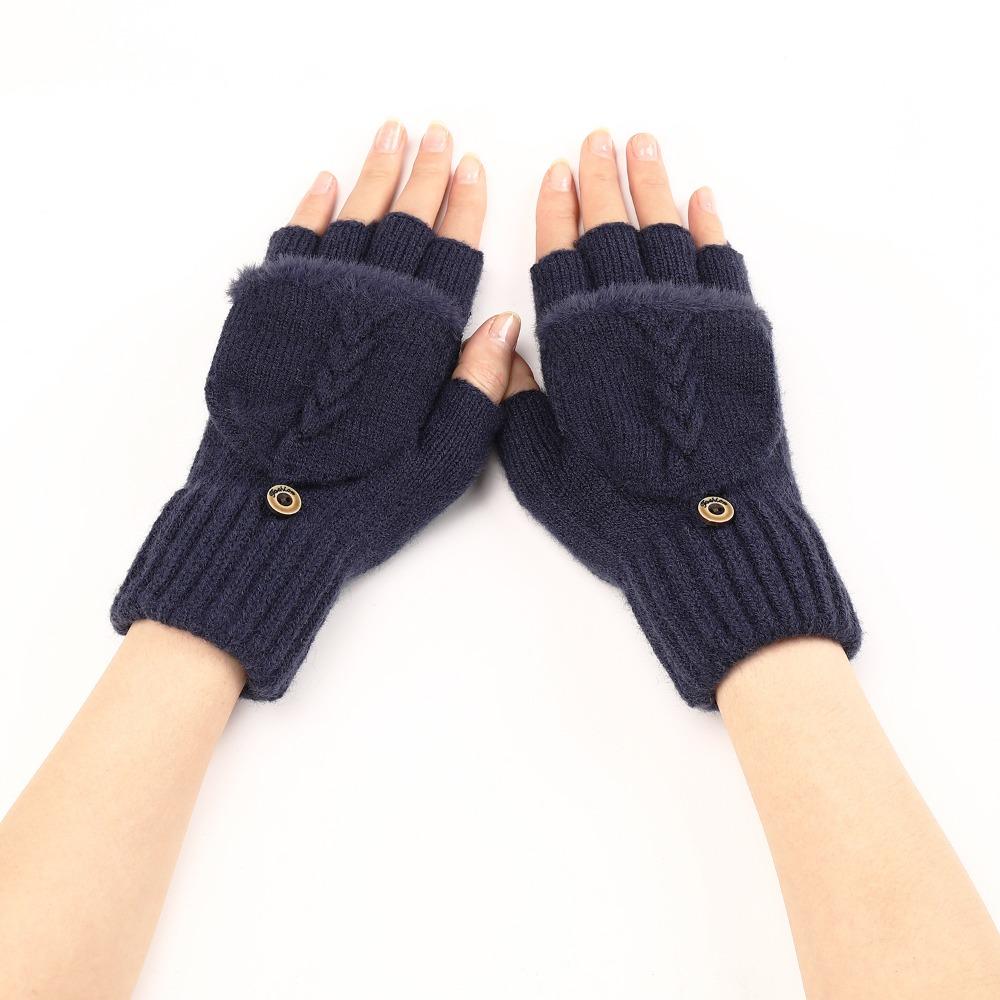 Перчатки без пальцев с откидной варежкой, противоскользящие плюшевые перчатки, модные перчатки с половиной пальца, женские