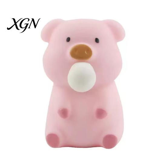 Pig Stress Reliever Bubble Blowing Squeeze Toy Relief Cartoon Sensory Soft Stretchy Animal Shape Home Office Desk Reusable Ball