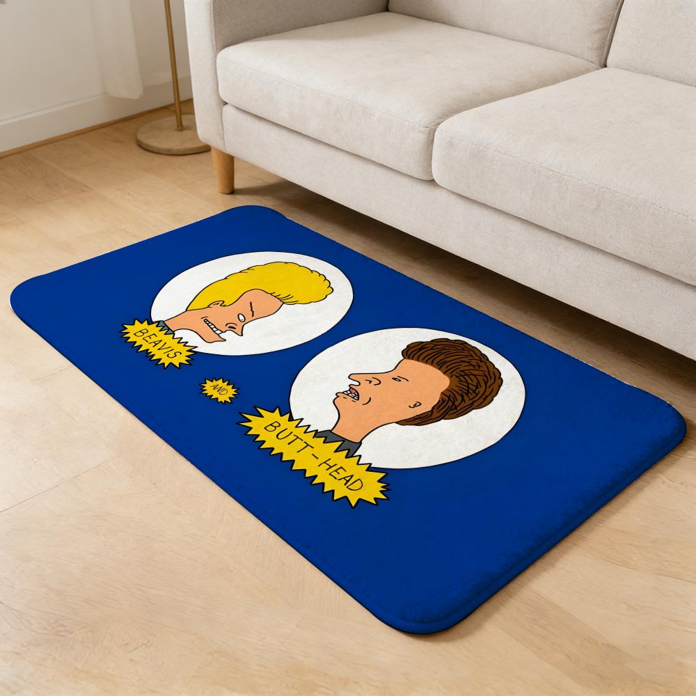 cartoon B-Beavis and Butt-Head Floor Mat Flannel Door Mat Non-Slip Absorbent Washable Indoor Home Rug
